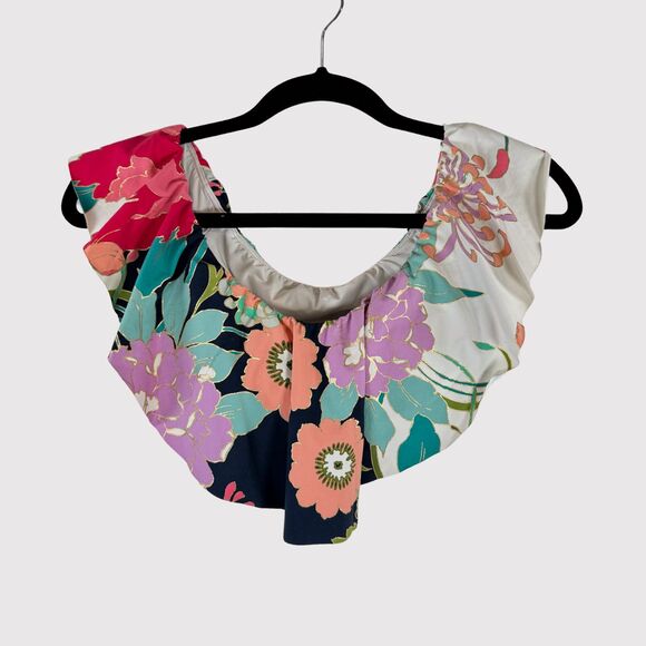 Trina Turk Other - Trina Turk Womens Swim Top White Floral Off The Shoulder Ruffle Swimsuit Size 6